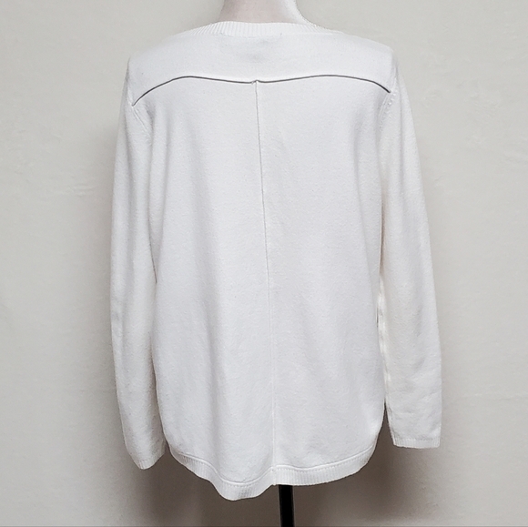 French Connection Pearl Off-White Baby Soft Crewneck Hi-low Jumper Sweater L - Picture 9 of 13
